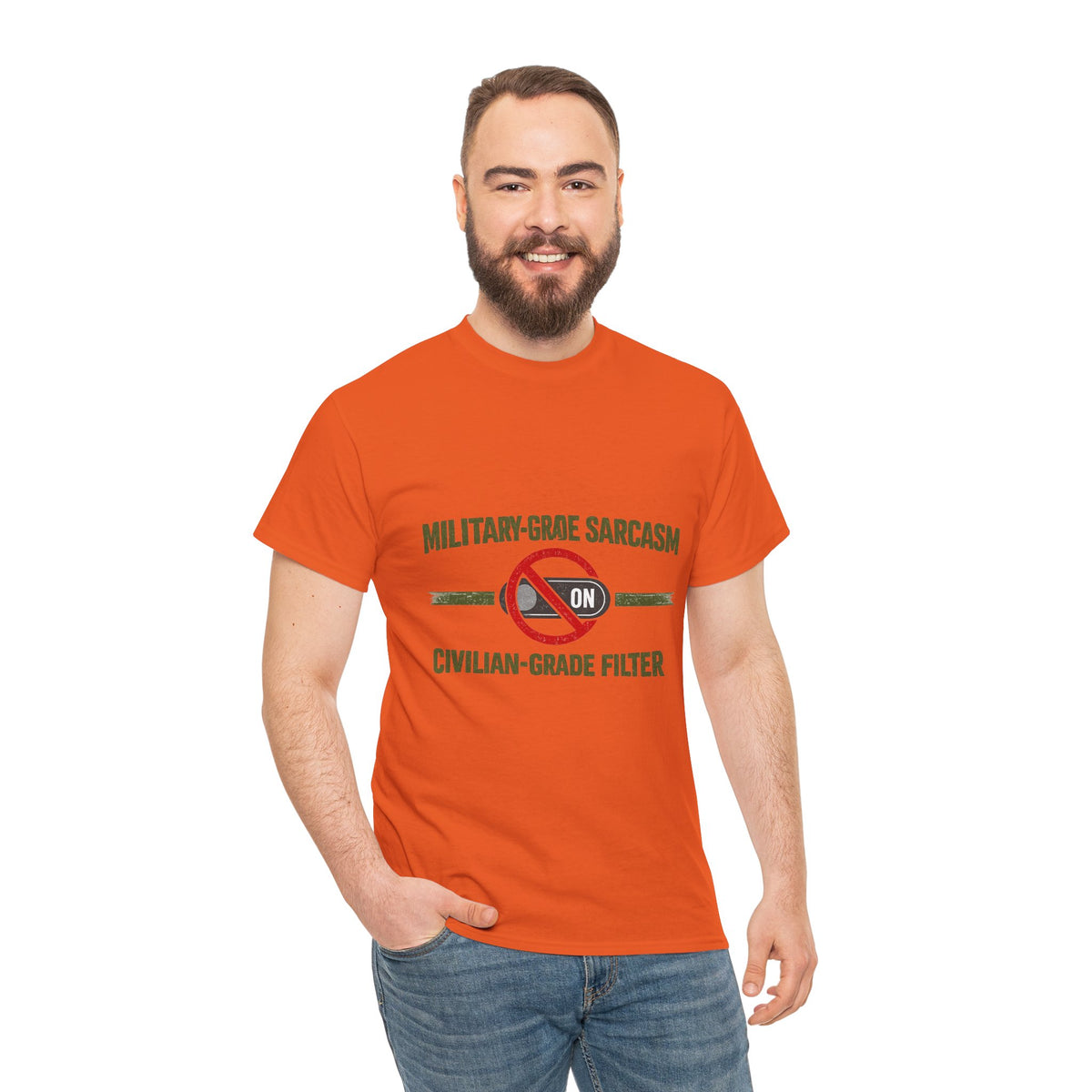 Military-Grade Sarcasm T-Shirt — "Civilian-Grade Filter Off" Humorous Military Tee