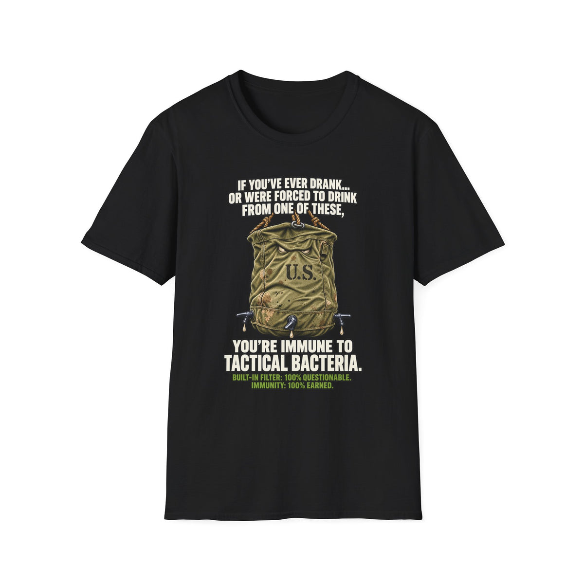 Military Humor T-Shirt – Tactical Canteen Tee for Outdoor Adventures