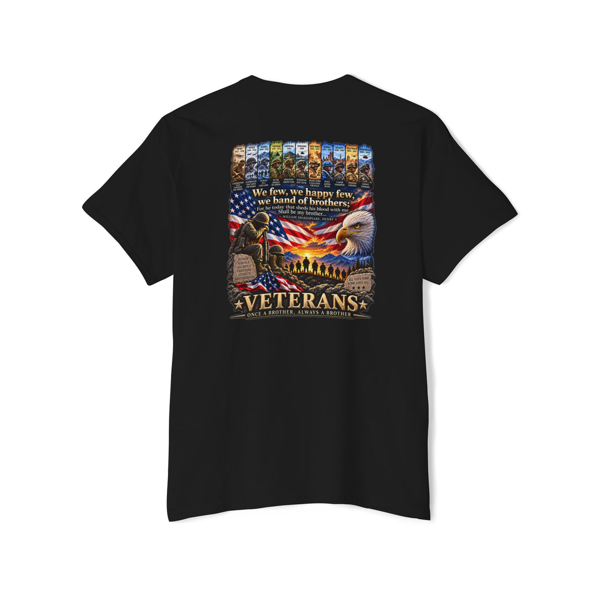 Veterans Tribute Pocket Tee — "We Live, We Honor, We Stand" Patriotic T-Shirt