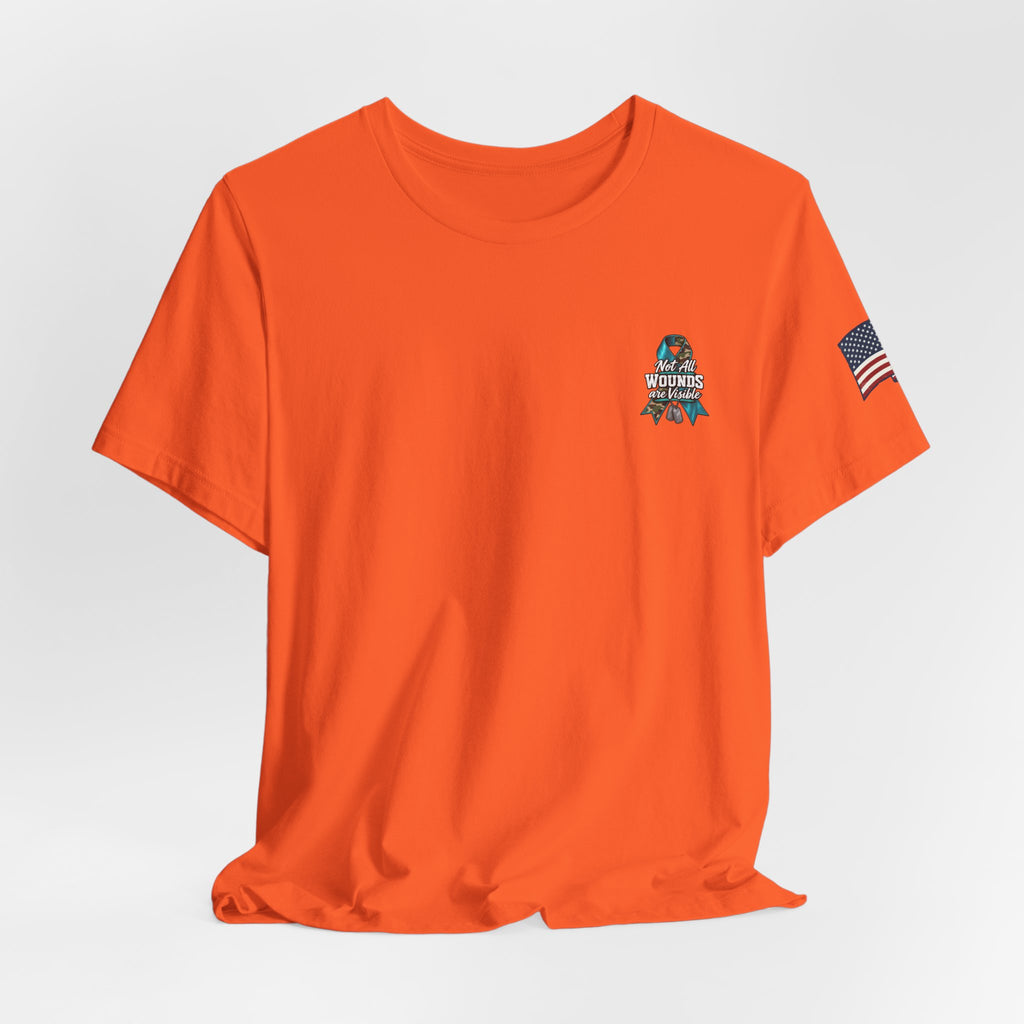 Military PTSD Awareness Tee – Support Veterans Ribbon Graphic Shirt