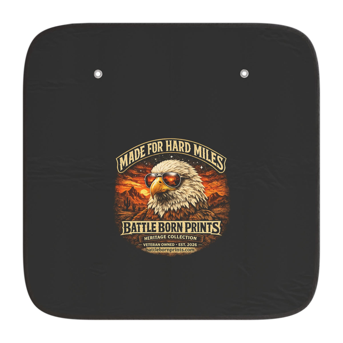 Battle Born Prints "Made for Hard Miles" Car Sun Shade
