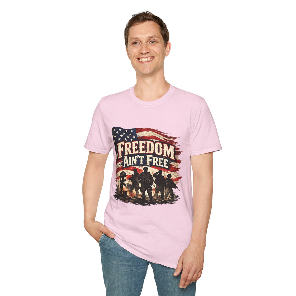 Freedom Ain't Free T-Shirt — Patriotic American Flag & Soldier Memorial Tee