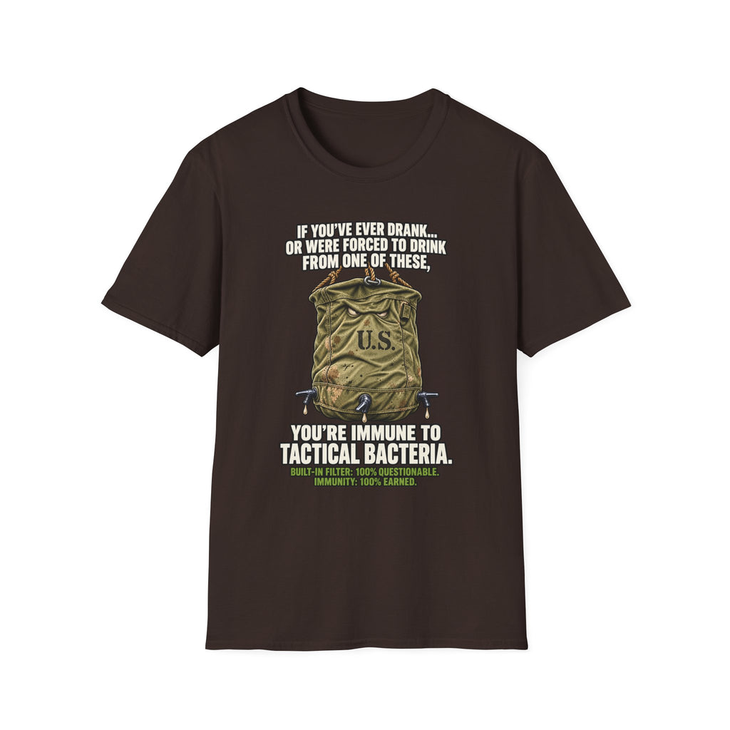 Military Humor T-Shirt – Tactical Canteen Tee for Outdoor Adventures