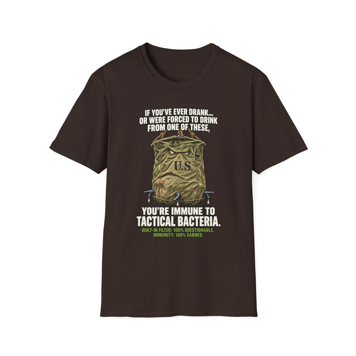 Military Humor T-Shirt – Tactical Canteen Tee for Outdoor Adventures