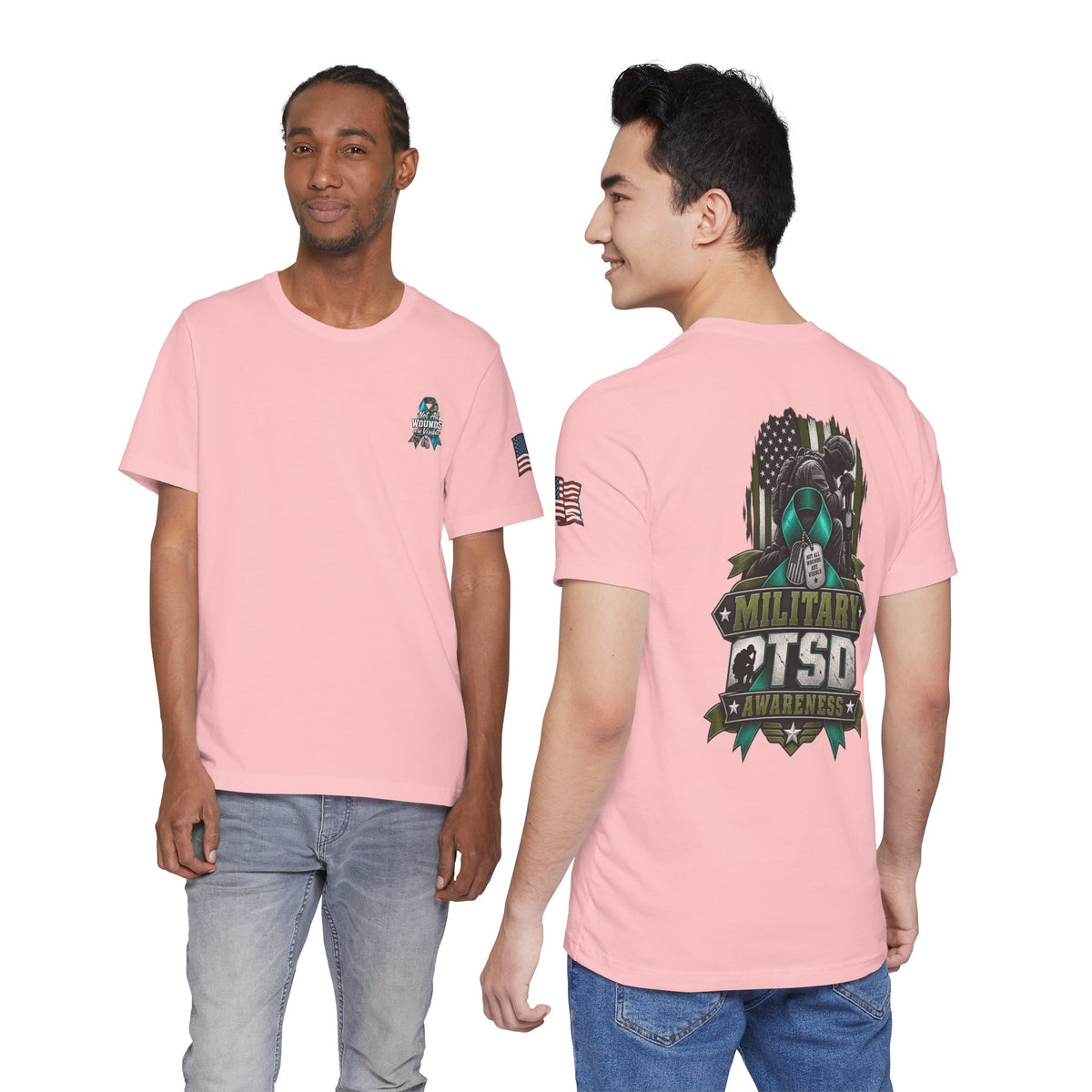 Military PTSD Awareness Tee – Support Veterans Ribbon Graphic Shirt