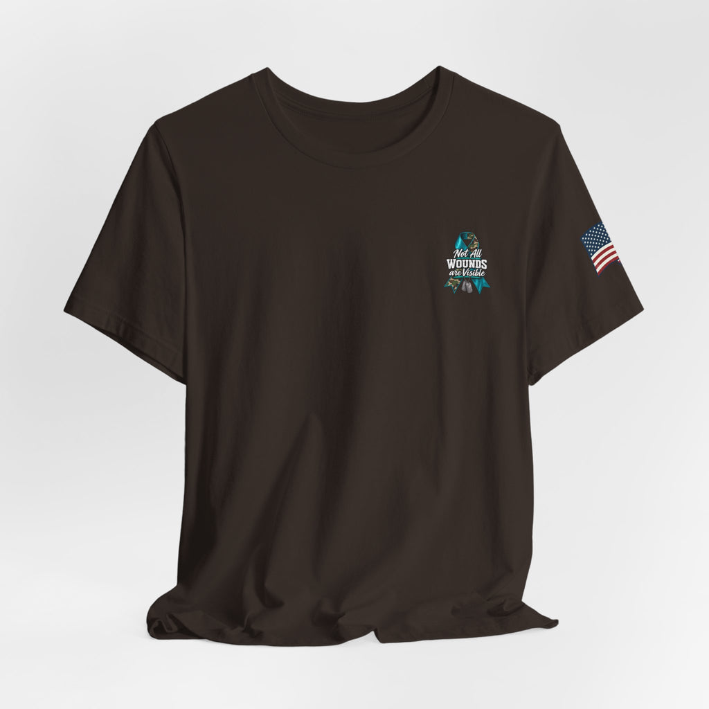 Military PTSD Awareness Tee – Support Veterans Ribbon Graphic Shirt