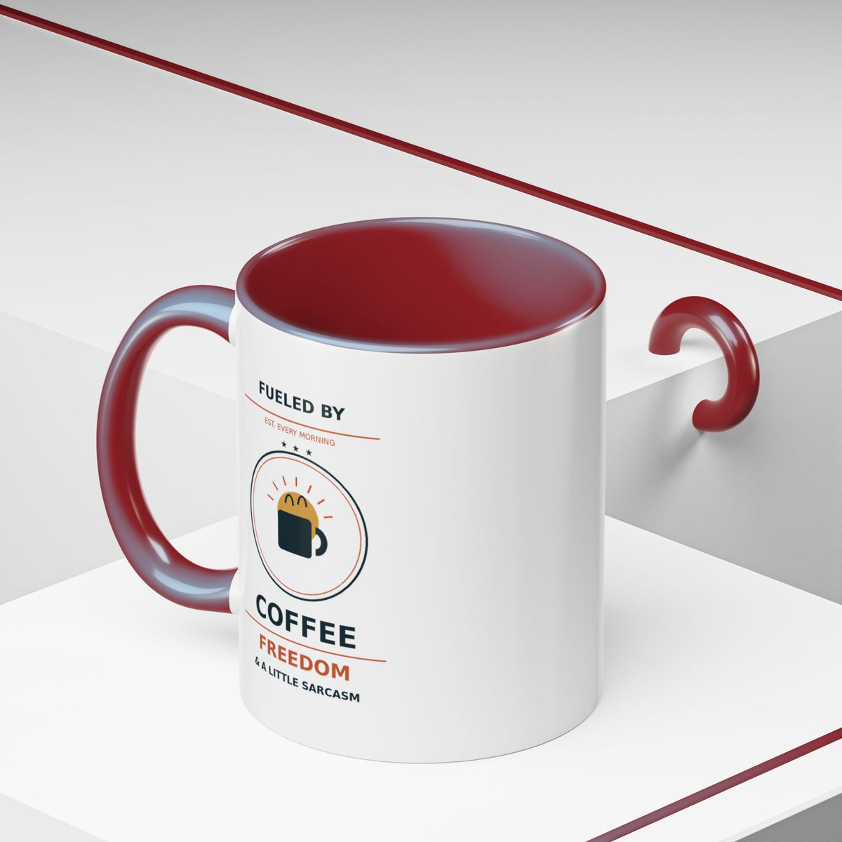 Coffee Mug - "Fueled by Coffee, Freedom & a Little Sarcasm" Accent Ceramic Mug - Battle Born Prints