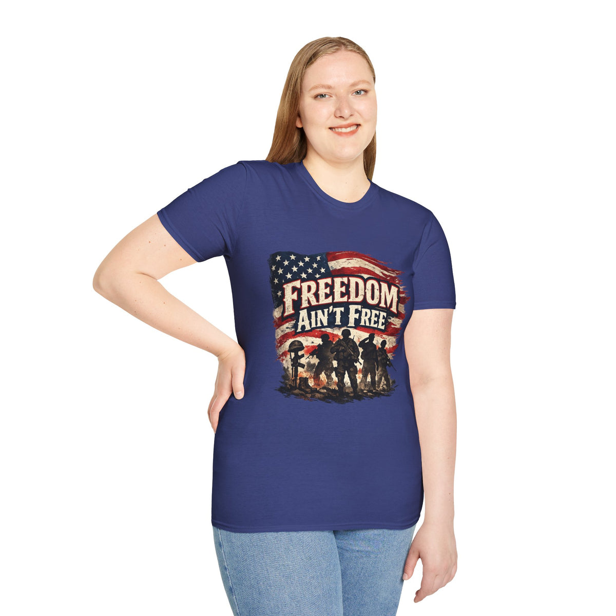 Freedom Ain't Free T-Shirt — Patriotic American Flag & Soldier Memorial Tee