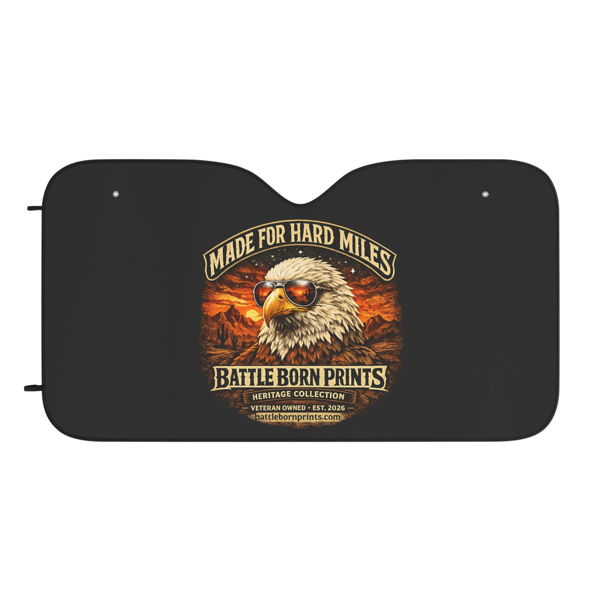 Battle Born Prints "Made for Hard Miles" Car Sun Shade