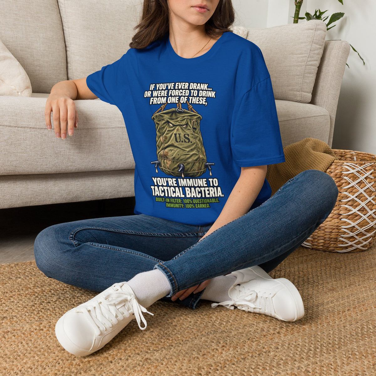 Military Humor T-Shirt – Tactical Canteen Tee for Outdoor Adventures