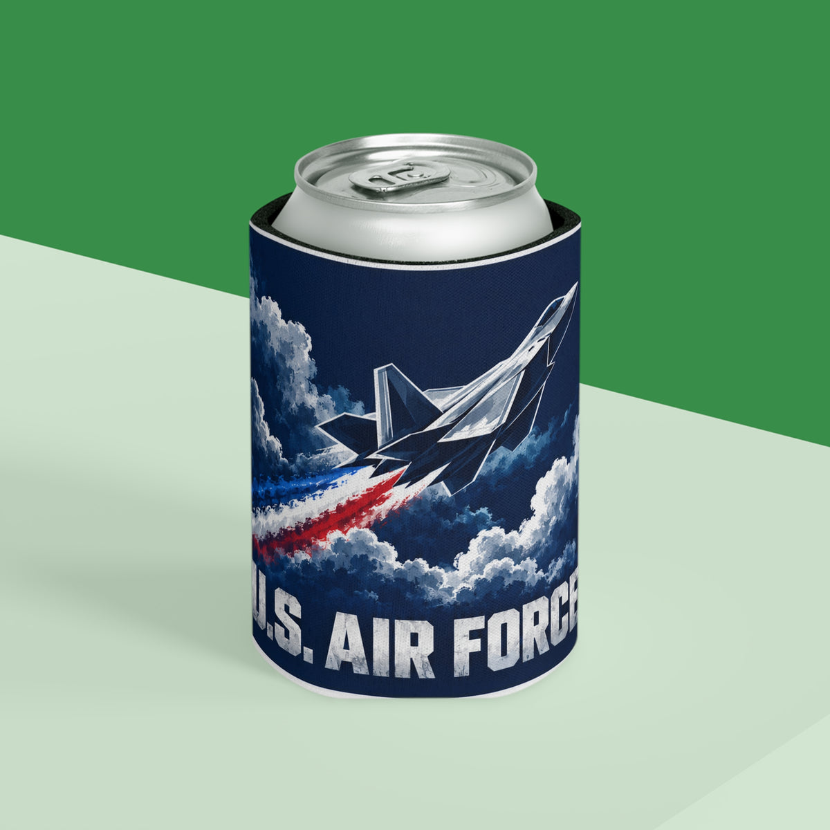 U.S. Air Force Can Cooler – 'Aim High' Jet Beverage Koozie - Battle Born Prints