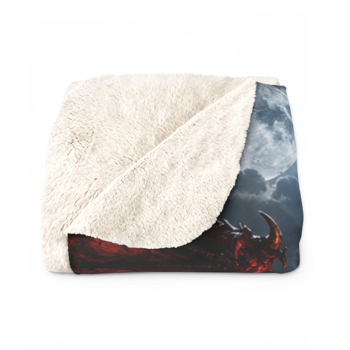 Dragon Fire Sherpa Blanket — Fantasy Castle Battle Fleece Throw