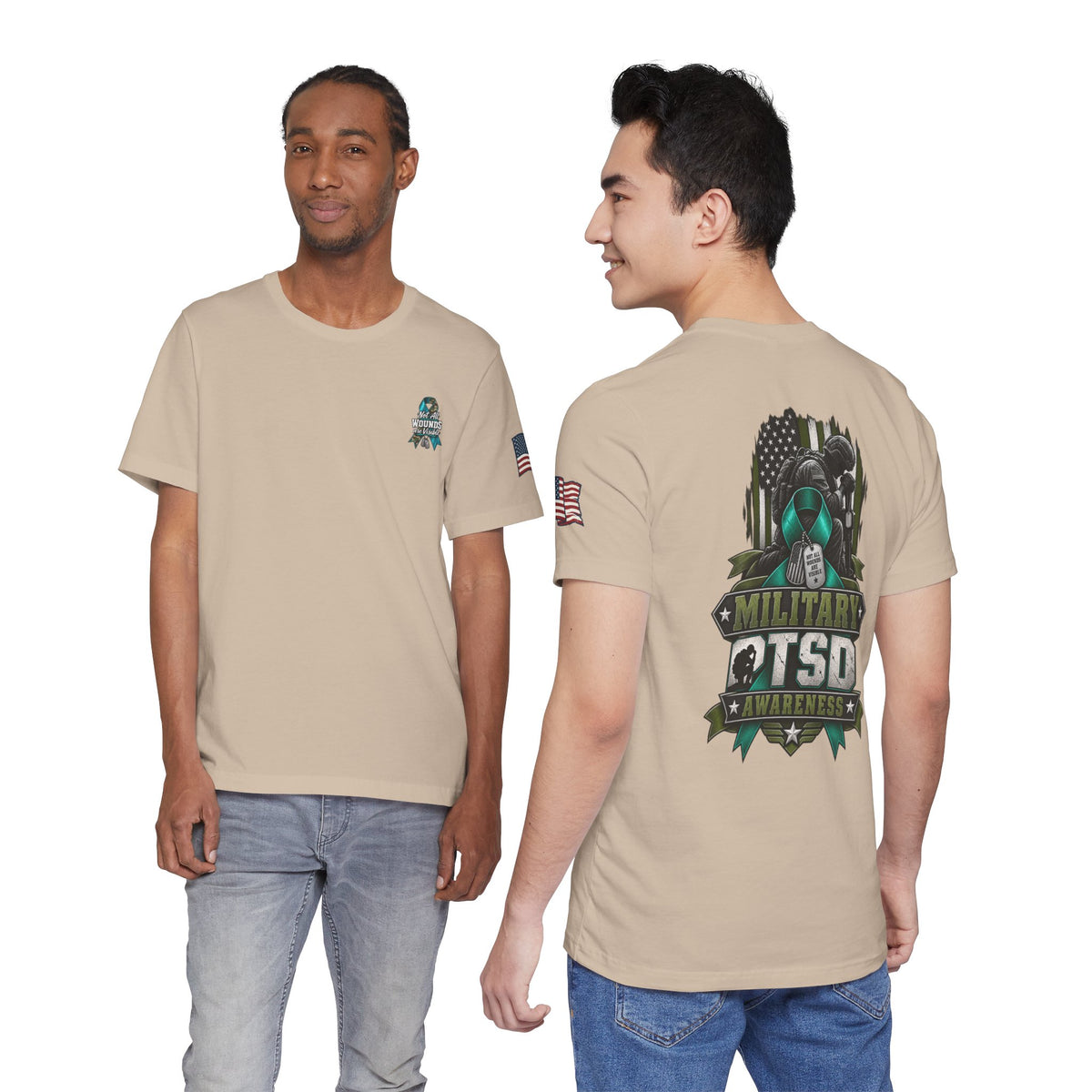 Military PTSD Awareness Tee – Support Veterans Ribbon Graphic Shirt