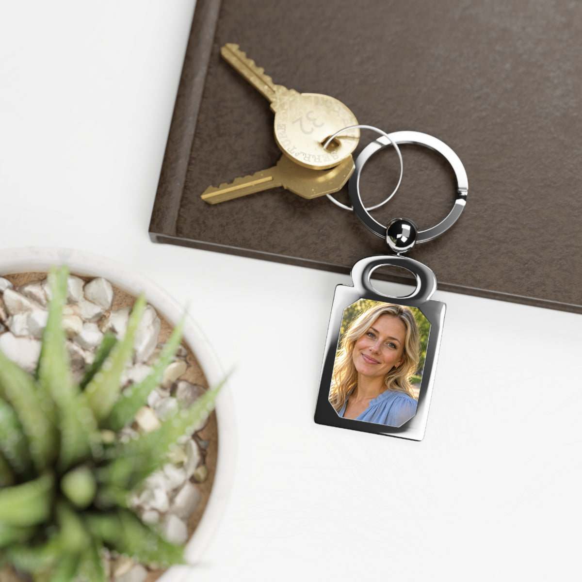Personalized Rectangle Photo Keyring — Custom Photo Keychain Keepsake