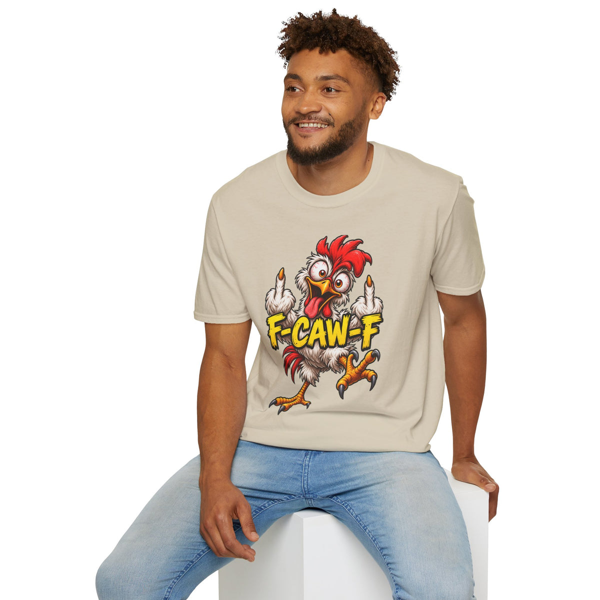 F-CAW-F Funny Chicken T-Shirt – Cheeky Middle Finger Rooster Graphic Tee