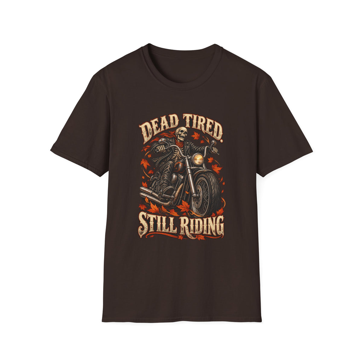 Vintage Biker Skull T-Shirt - Dead Tired Still Riding Motorcycle Tee for Adventurous Souls