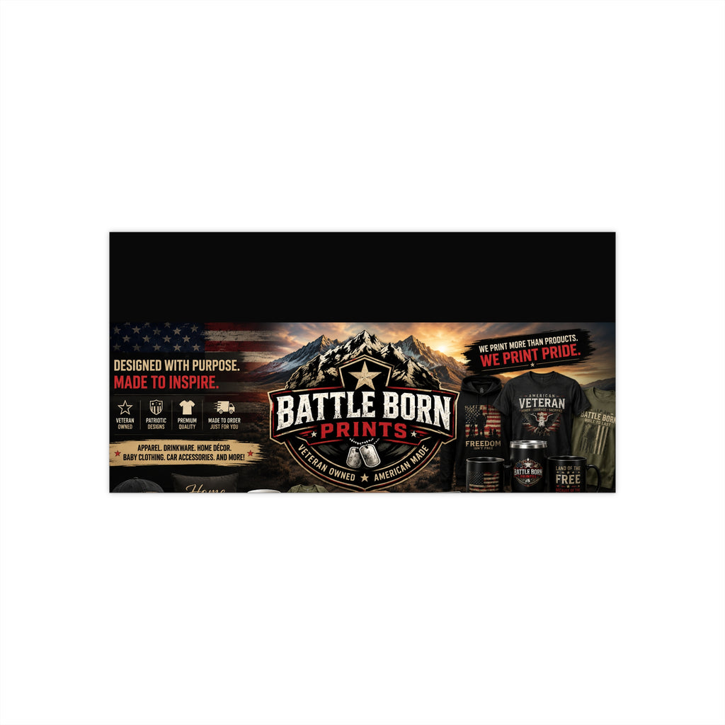Battle Born Prints Bumper Sticker — Patriotic Veteran Brand Logo Decal