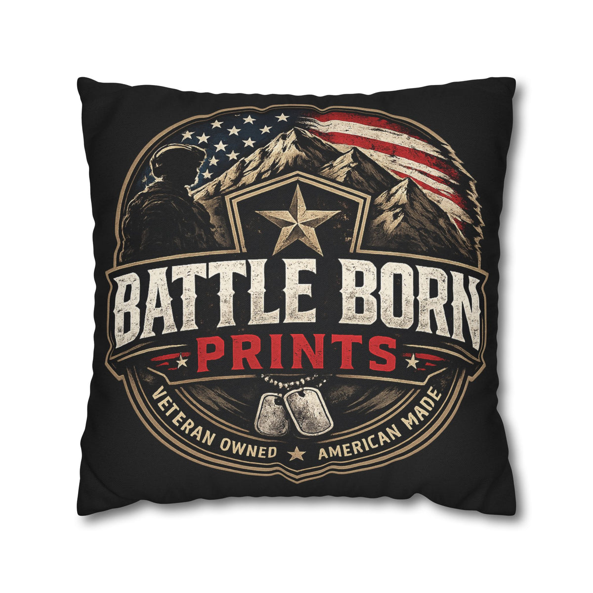 Battle Born Prints Veteran American Flag Accent Pillowcase - Battle Born Prints