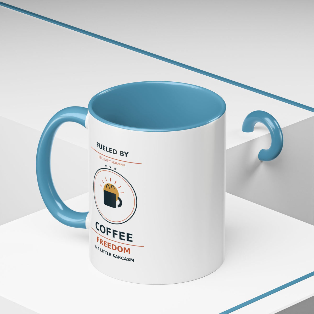 Coffee Mug - "Fueled by Coffee, Freedom & a Little Sarcasm" Accent Ceramic Mug - Battle Born Prints