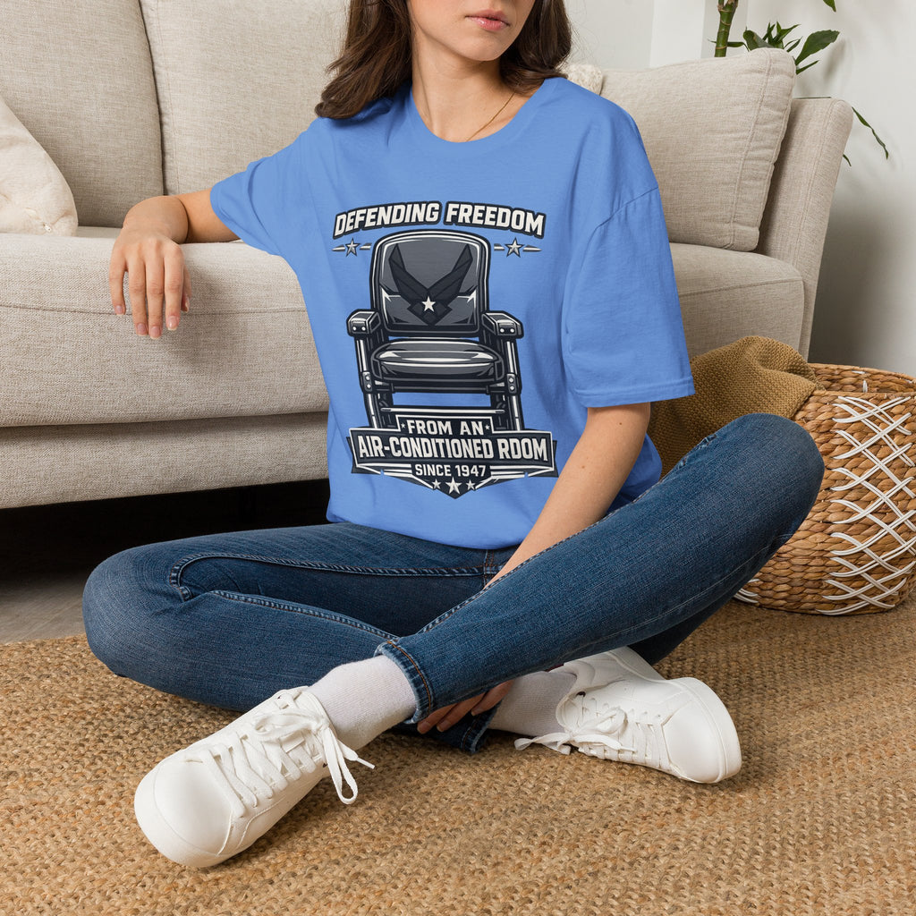 Defending Freedom Chair Force Veteran T-Shirt — "Defending Freedom from an Air-Conditioned Room"