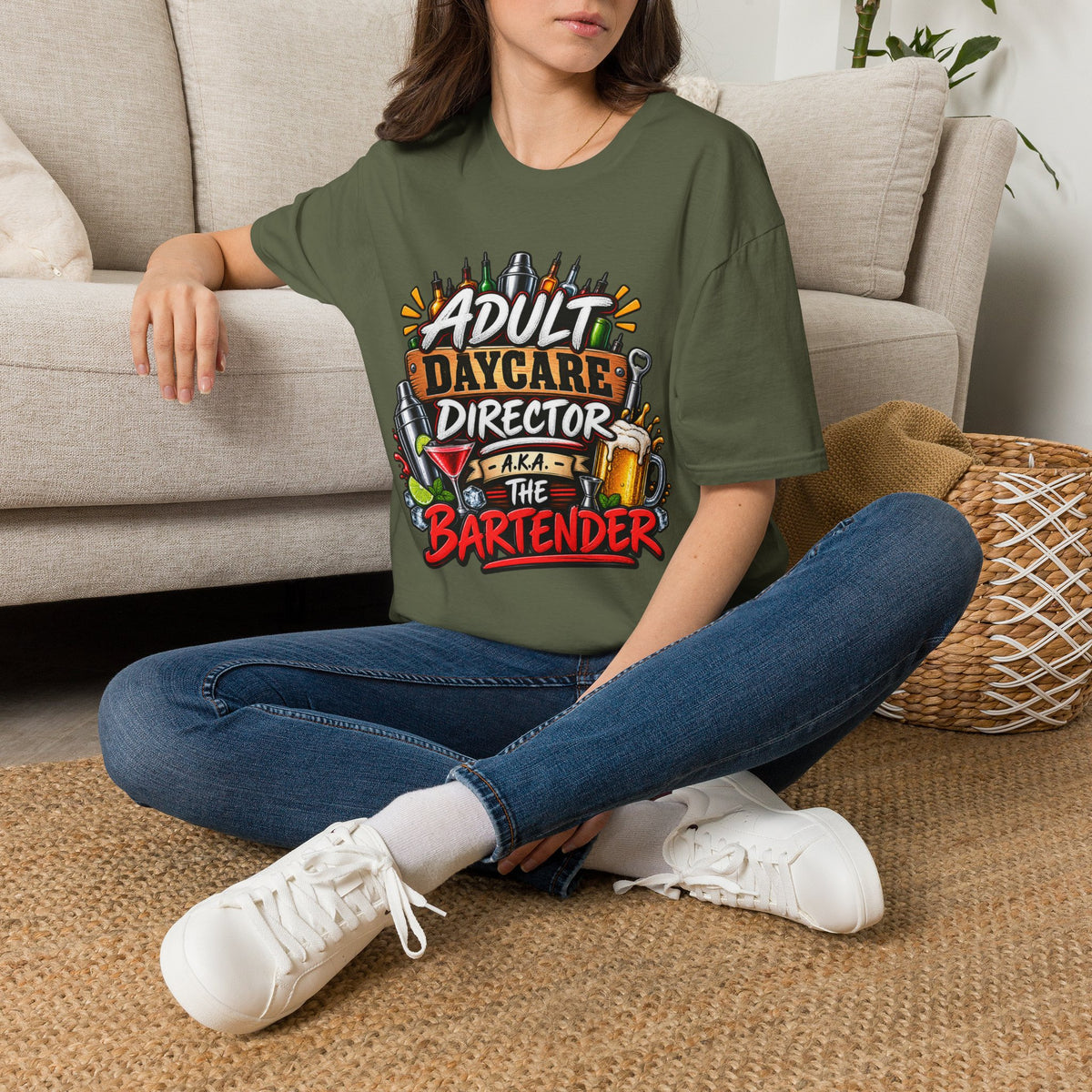 Adult Daycare Director T-Shirt — Funny Bartender Design