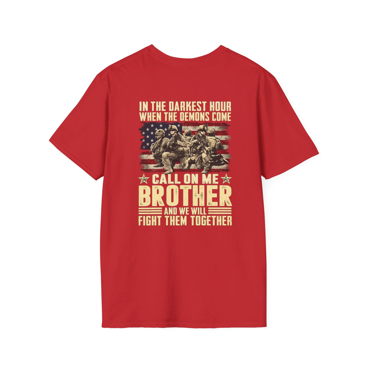 T-Shirt — "Call On Me Brother" Military Brotherhood Flag Graphic - Battle Born Prints