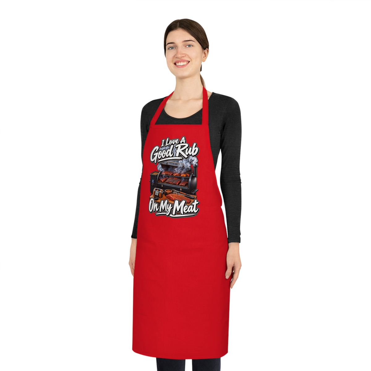 Grill Apron - "I Love A Good Rub On My Meat" BBQ Cooking Apron
