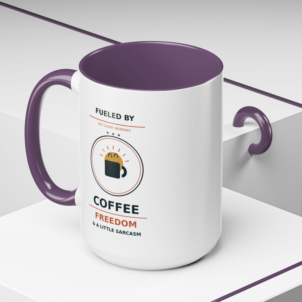 Coffee Mug - "Fueled by Coffee, Freedom & a Little Sarcasm" Accent Ceramic Mug - Battle Born Prints