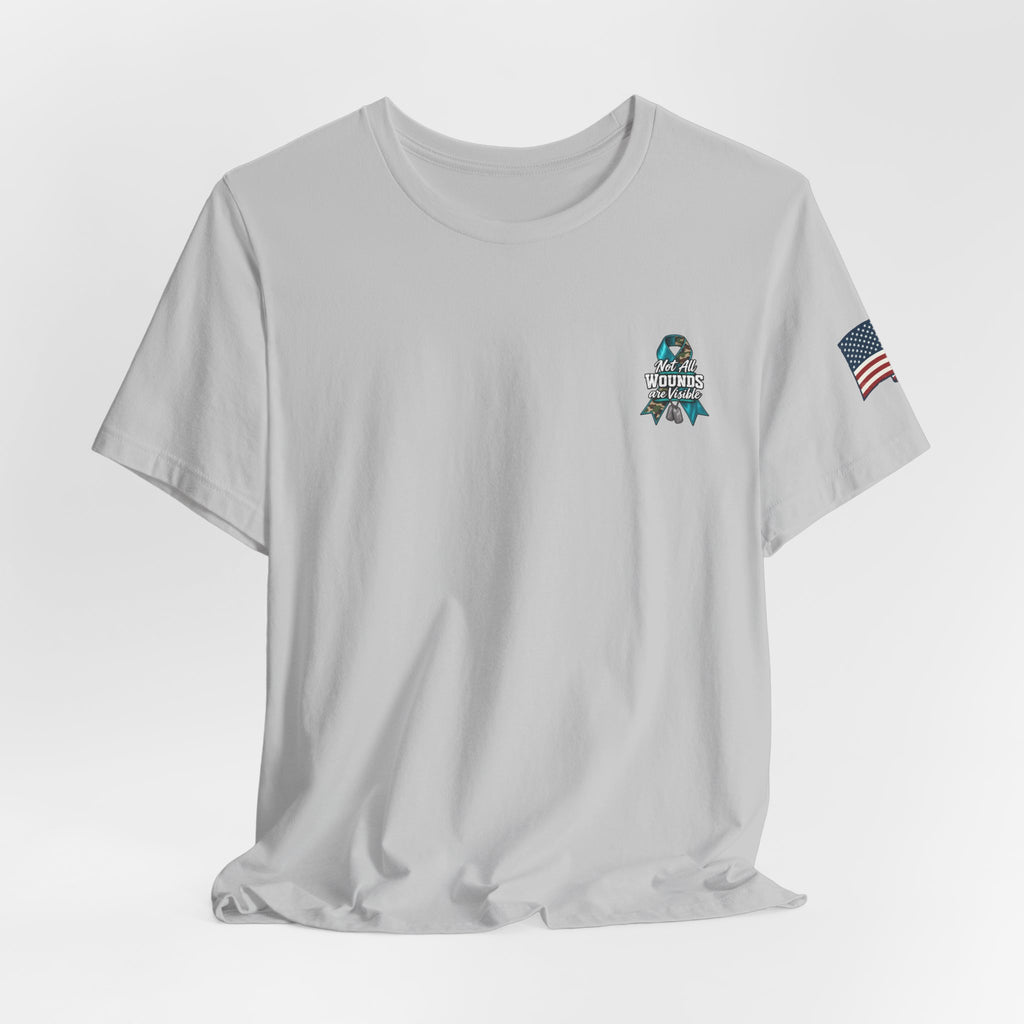 Military PTSD Awareness Tee – Support Veterans Ribbon Graphic Shirt