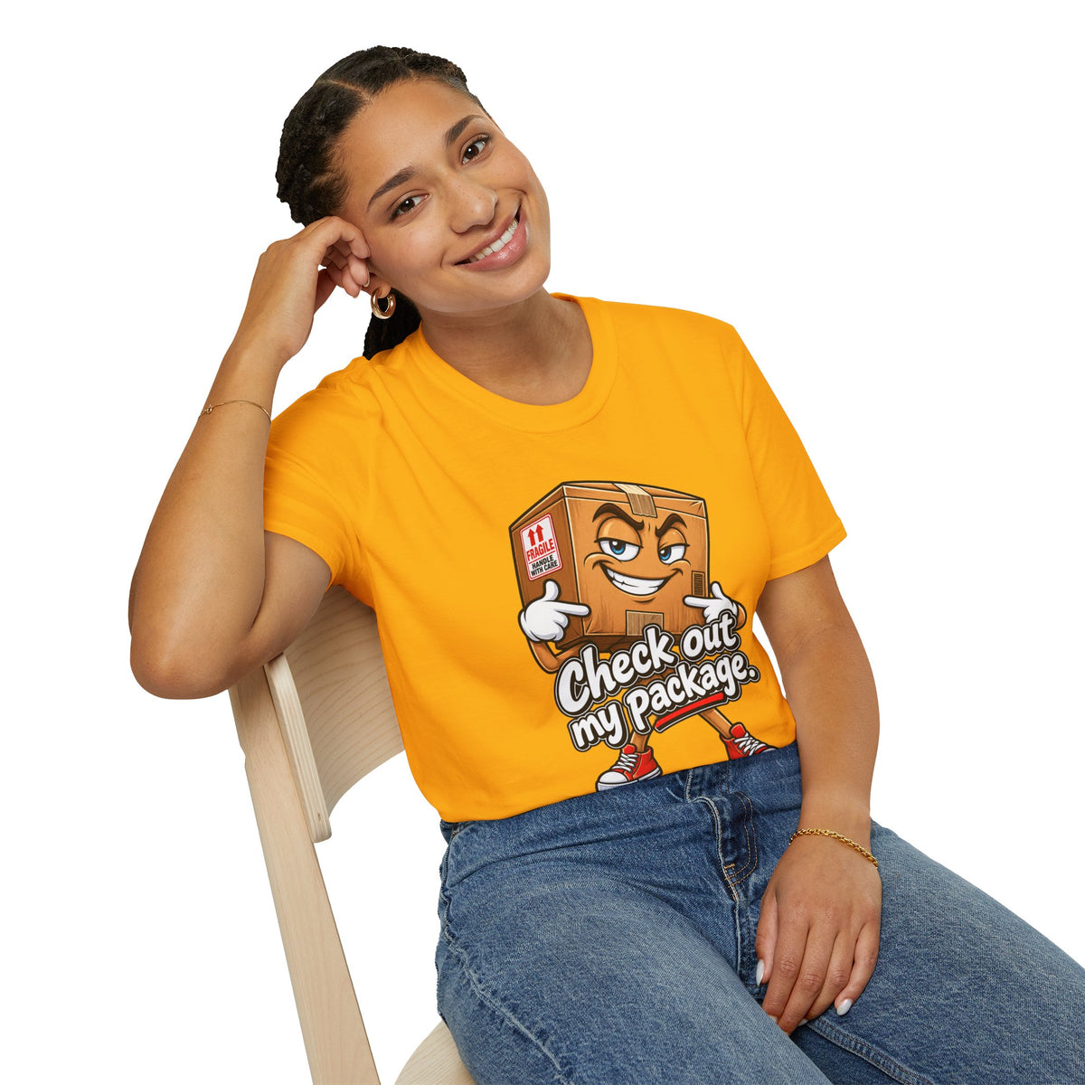 Check Out My Package T-Shirt — Funny Cartoon Box Graphic Tee