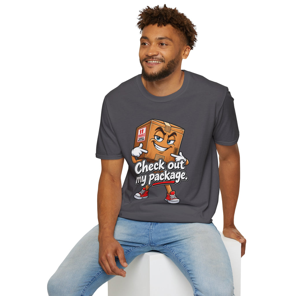 Check Out My Package T-Shirt — Funny Cartoon Box Graphic Tee