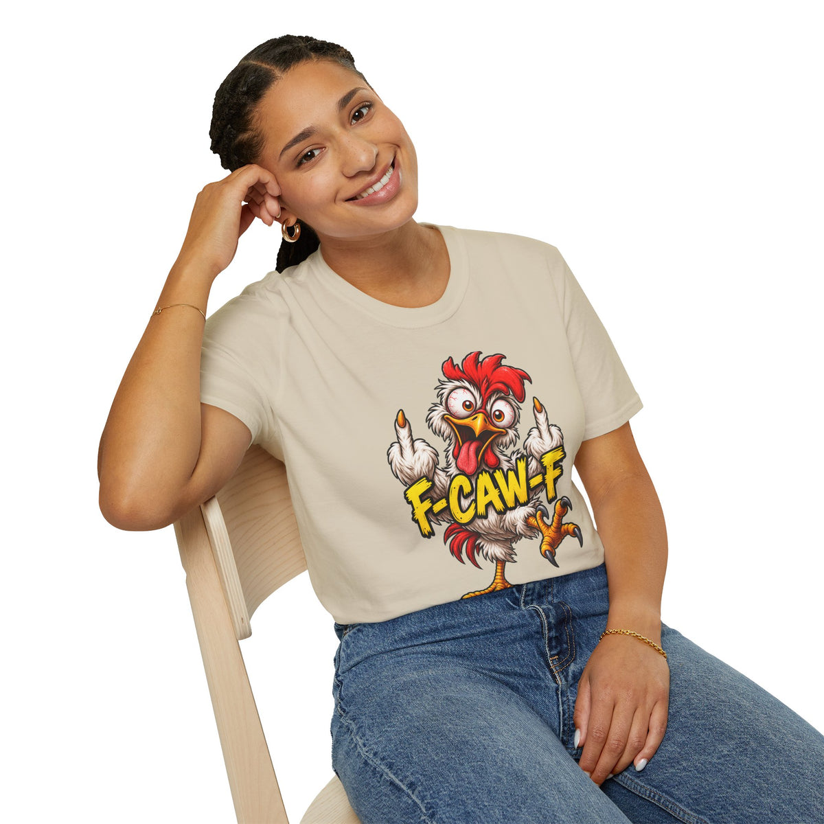 F-CAW-F Funny Chicken T-Shirt – Cheeky Middle Finger Rooster Graphic Tee
