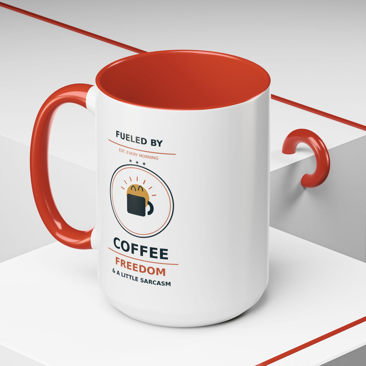 Coffee Mug - "Fueled by Coffee, Freedom & a Little Sarcasm" Accent Ceramic Mug - Battle Born Prints