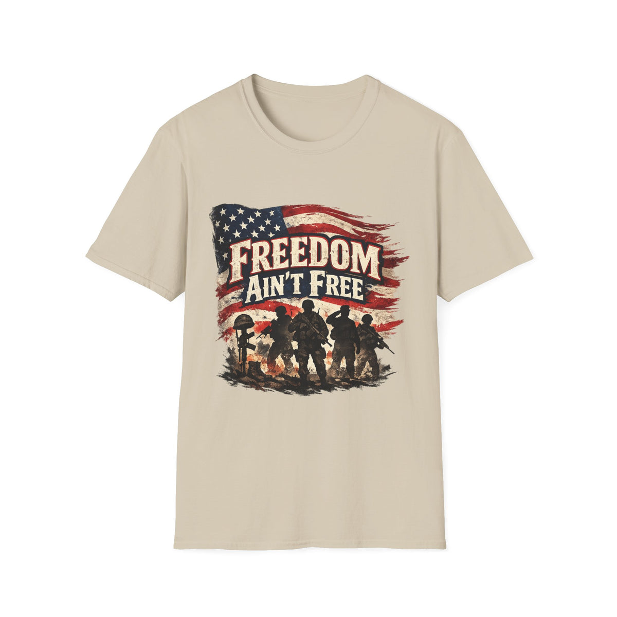Freedom Ain't Free T-Shirt — Patriotic American Flag & Soldier Memorial Tee