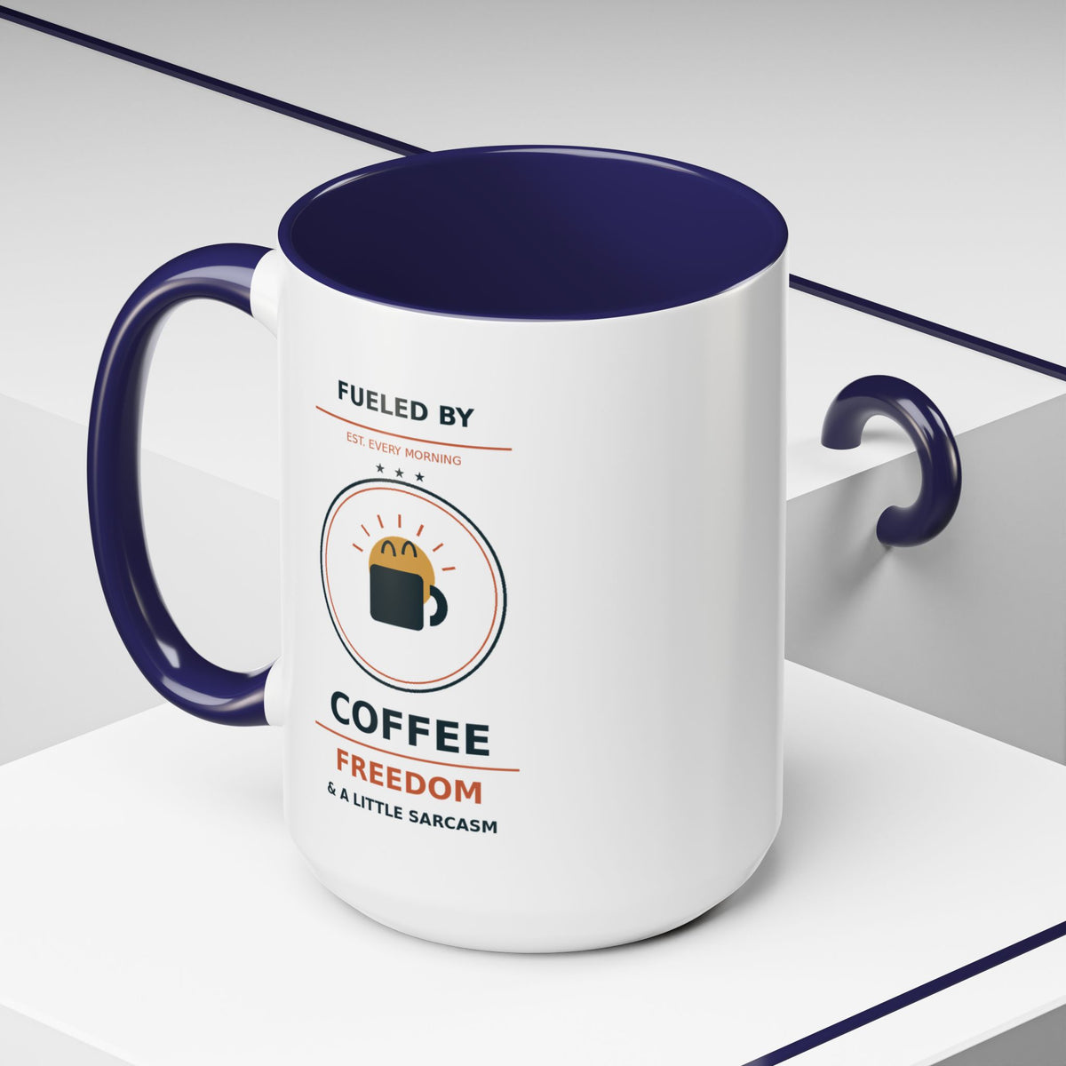Coffee Mug - "Fueled by Coffee, Freedom & a Little Sarcasm" Accent Ceramic Mug - Battle Born Prints
