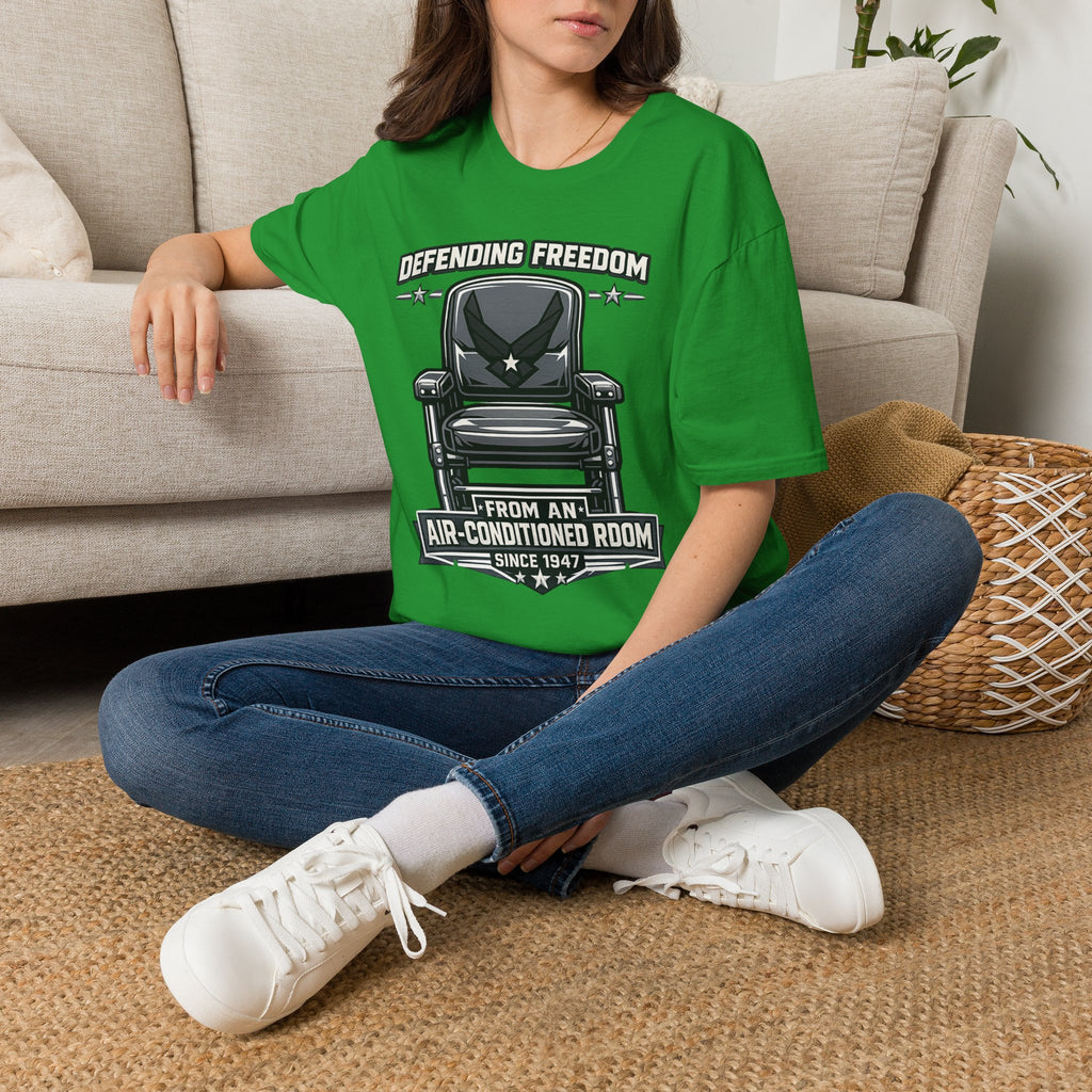 Defending Freedom Chair Force Veteran T-Shirt — "Defending Freedom from an Air-Conditioned Room"