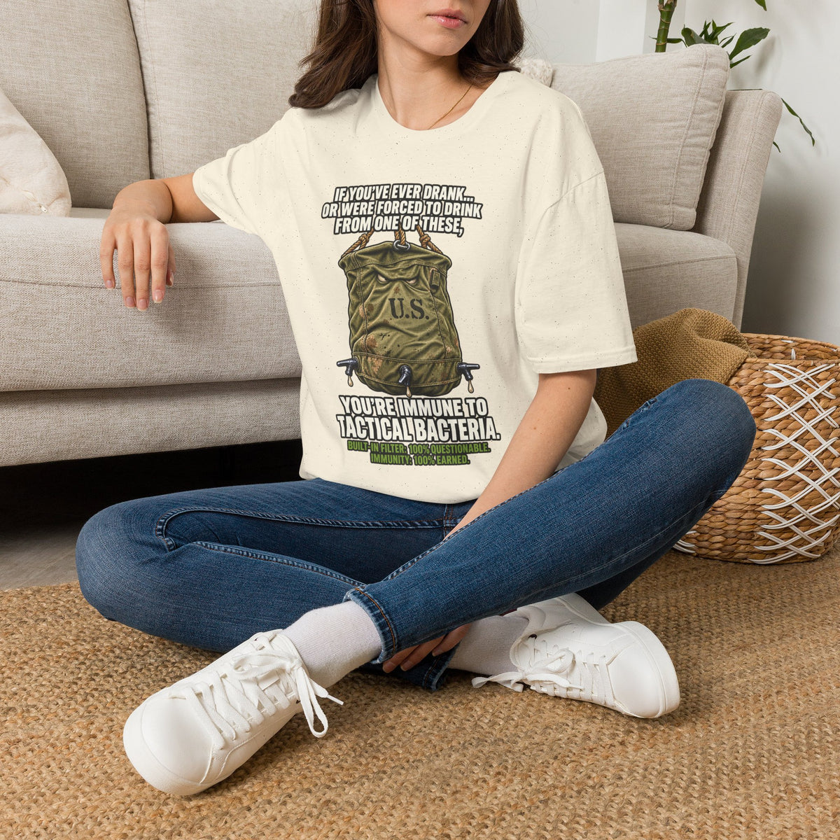 Military Humor T-Shirt – Tactical Canteen Tee for Outdoor Adventures