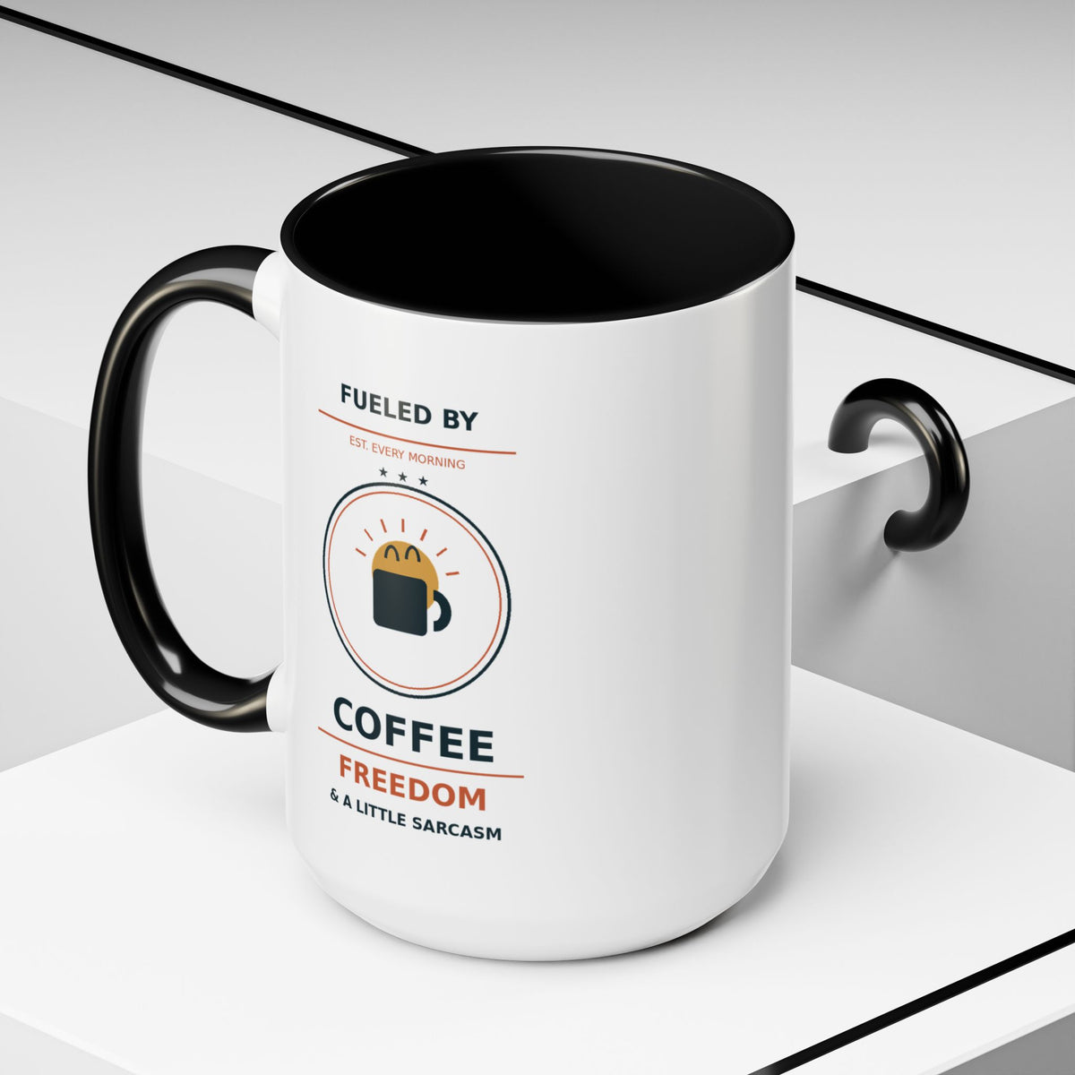 Coffee Mug - "Fueled by Coffee, Freedom & a Little Sarcasm" Accent Ceramic Mug - Battle Born Prints