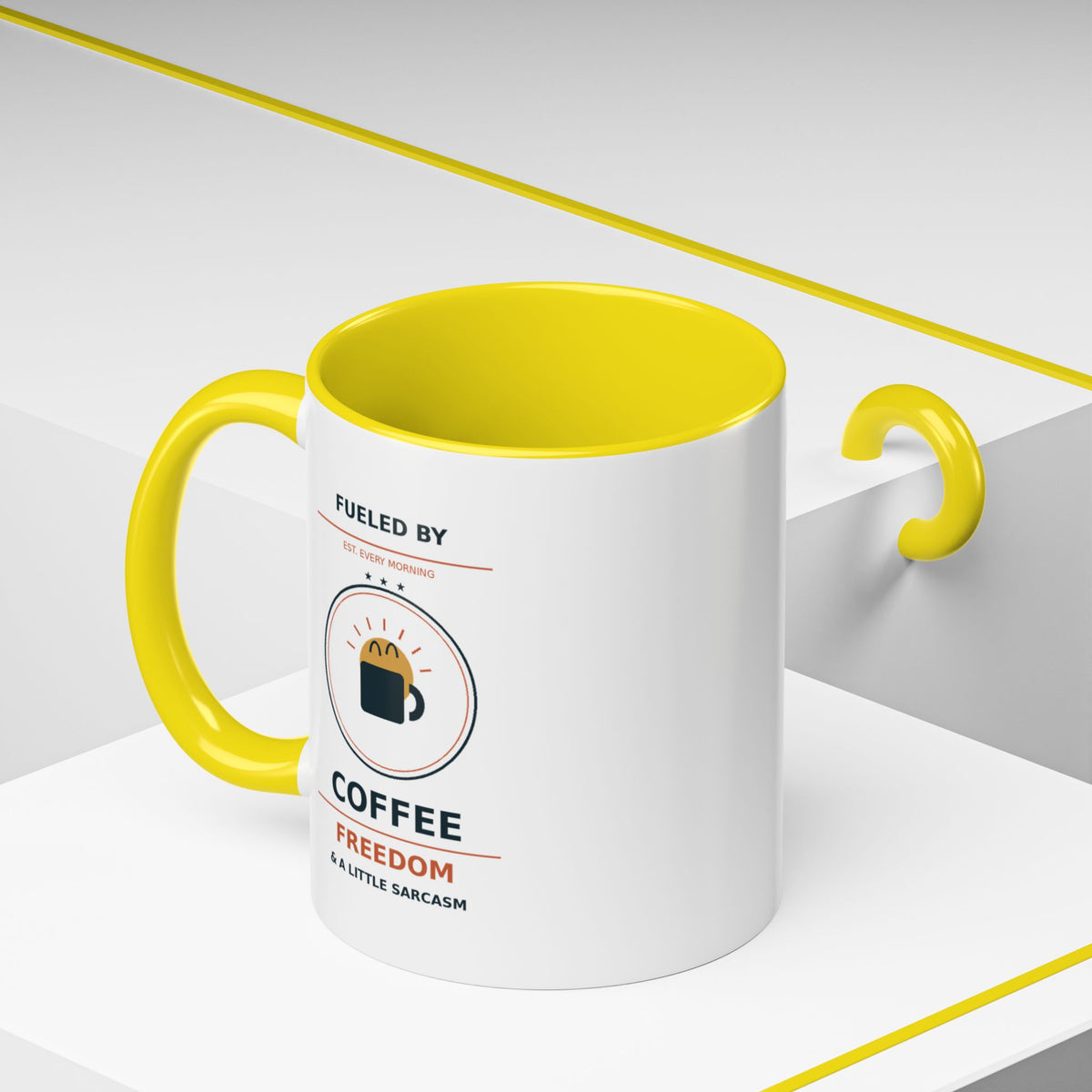 Coffee Mug - "Fueled by Coffee, Freedom & a Little Sarcasm" Accent Ceramic Mug - Battle Born Prints