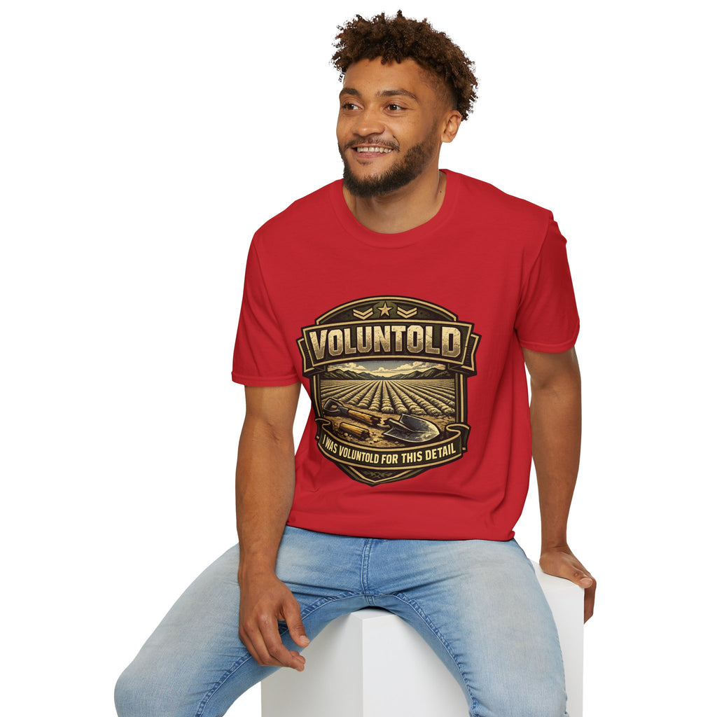 T-Shirt — "Voluntold" Farm Vintage Emblem Tee