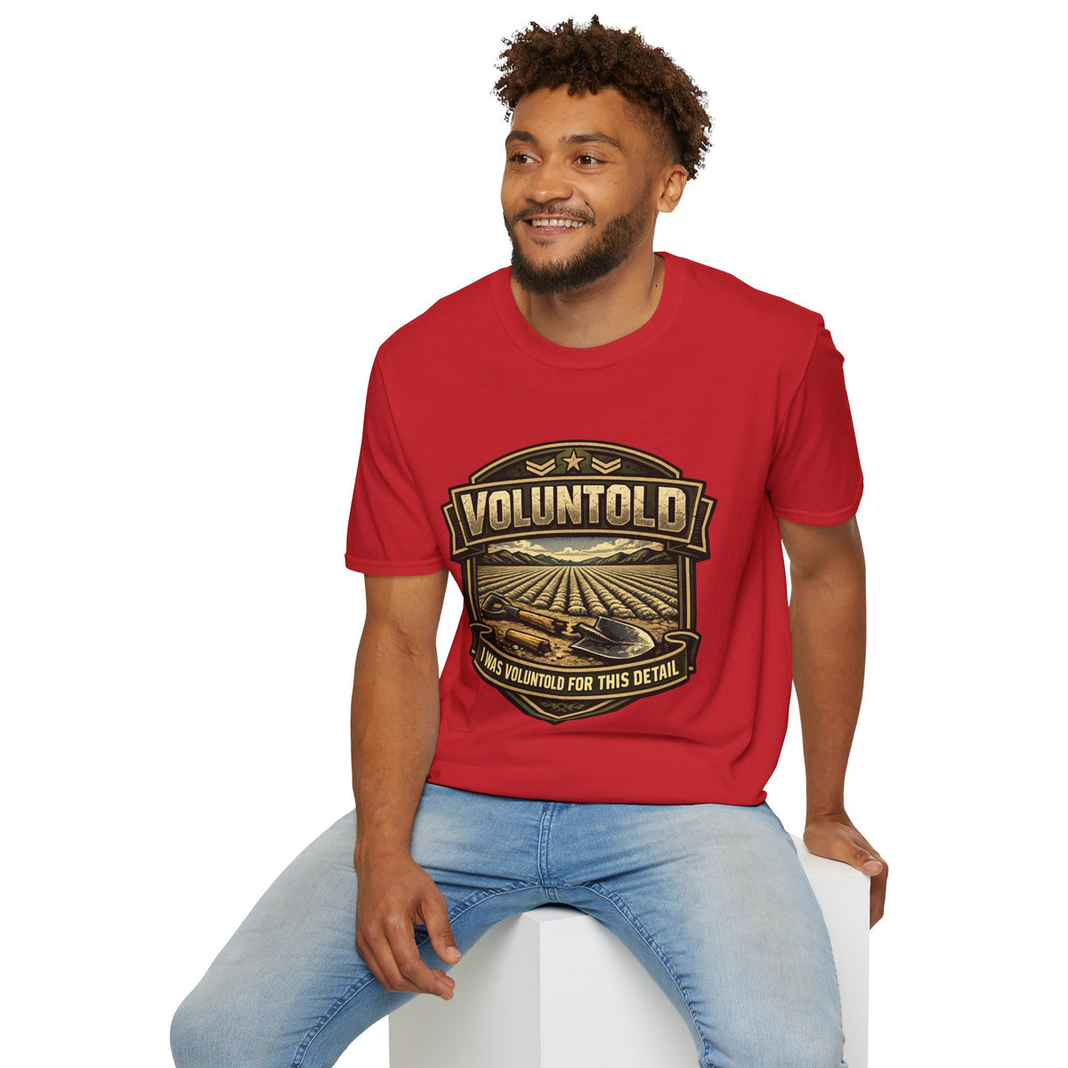 T-Shirt — "Voluntold" Farm Vintage Emblem Tee