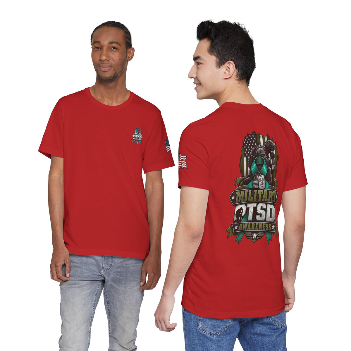 Military PTSD Awareness Tee – Support Veterans Ribbon Graphic Shirt
