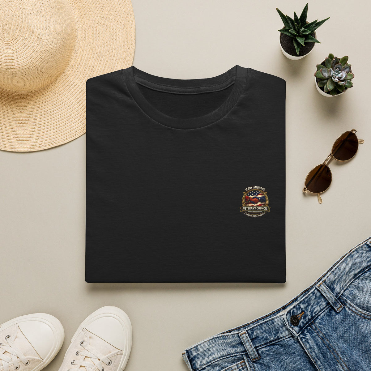 Black Jerry Ambrose Veteran's Council Logo T-Shirts