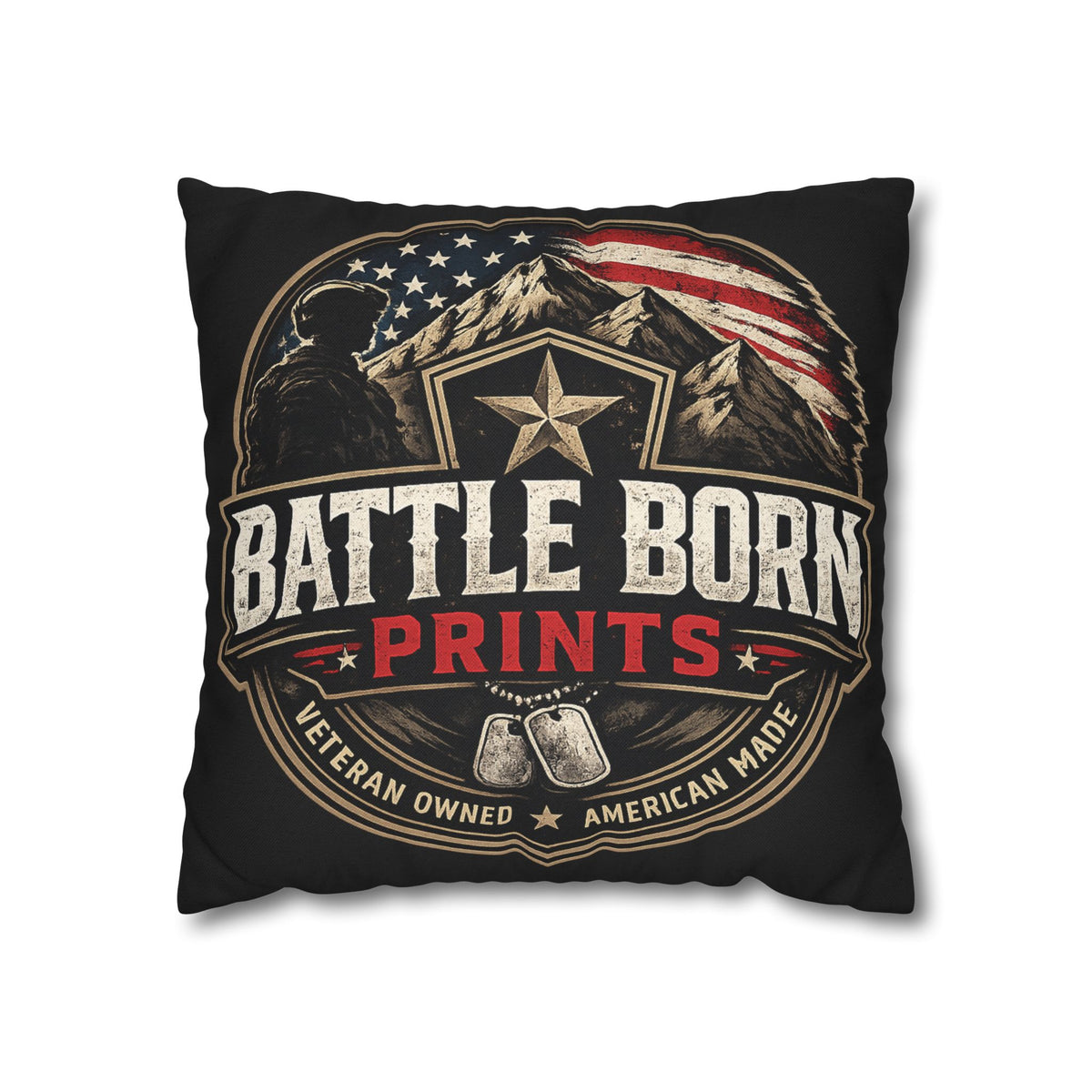 Battle Born Prints Veteran American Flag Accent Pillowcase - Battle Born Prints