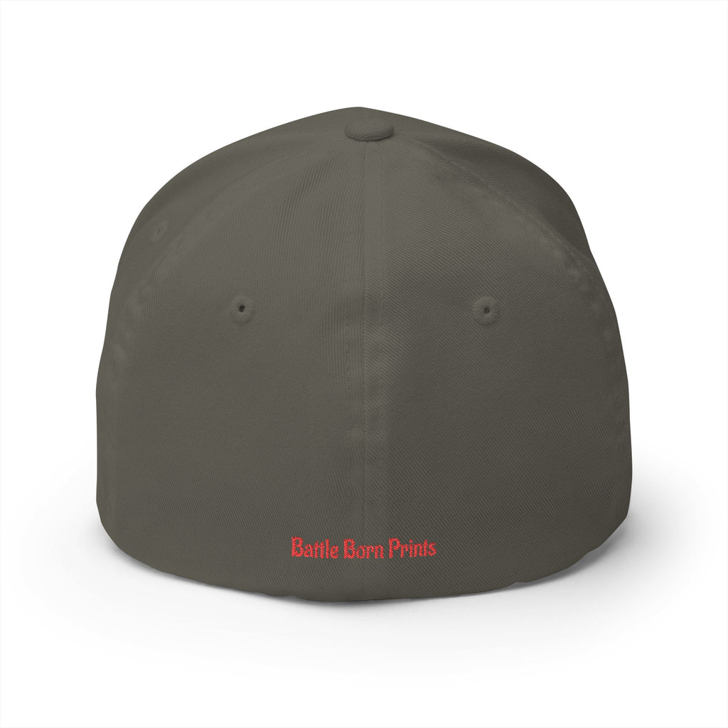 Battle Born Prints FlexFit Embroidered Cap — American Flag Patch Hat