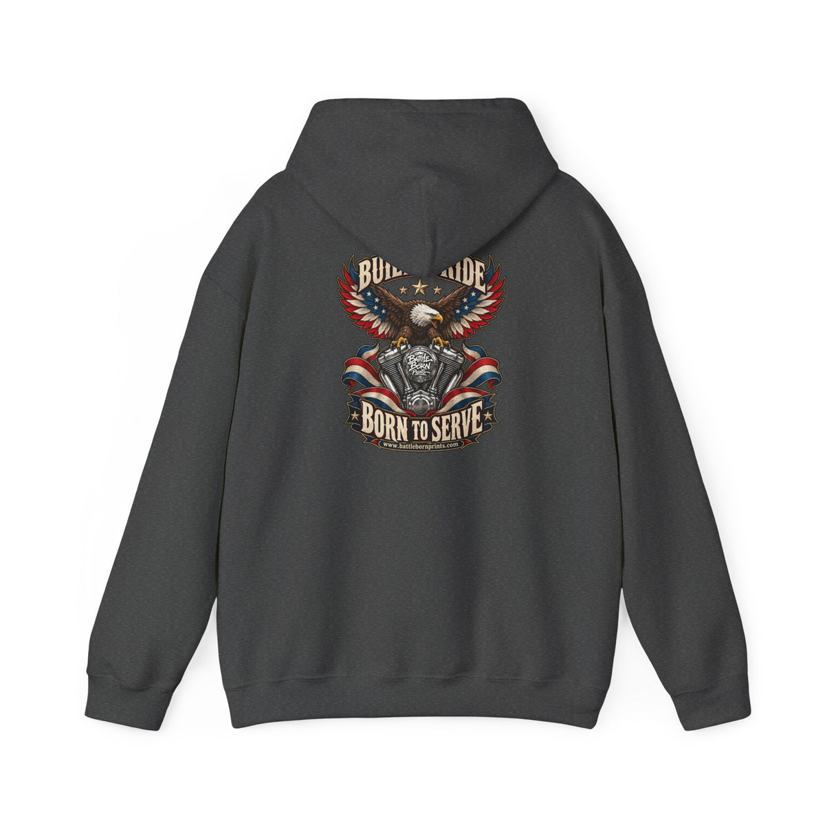 Born to Serve Eagle Hoodie — Patriotic Motorcycle Rider Sweatshirt
