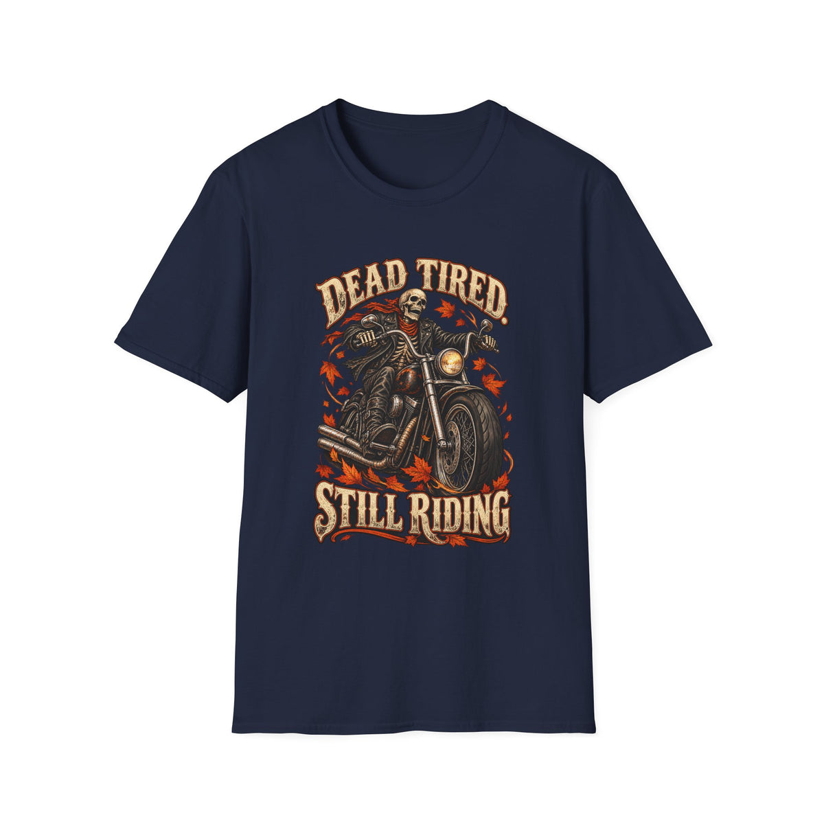Men's Vintage Skull Motorcycle T-Shirt – "Dead Tired Still Riding" Biker Graphic Tee - Battle Born Prints