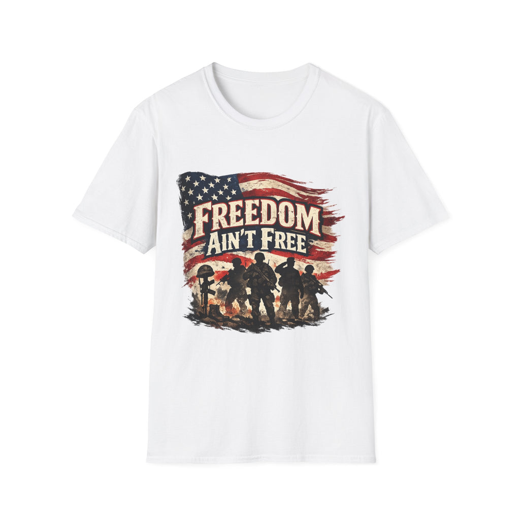 Freedom Ain't Free T-Shirt — Patriotic American Flag & Soldier Memorial Tee