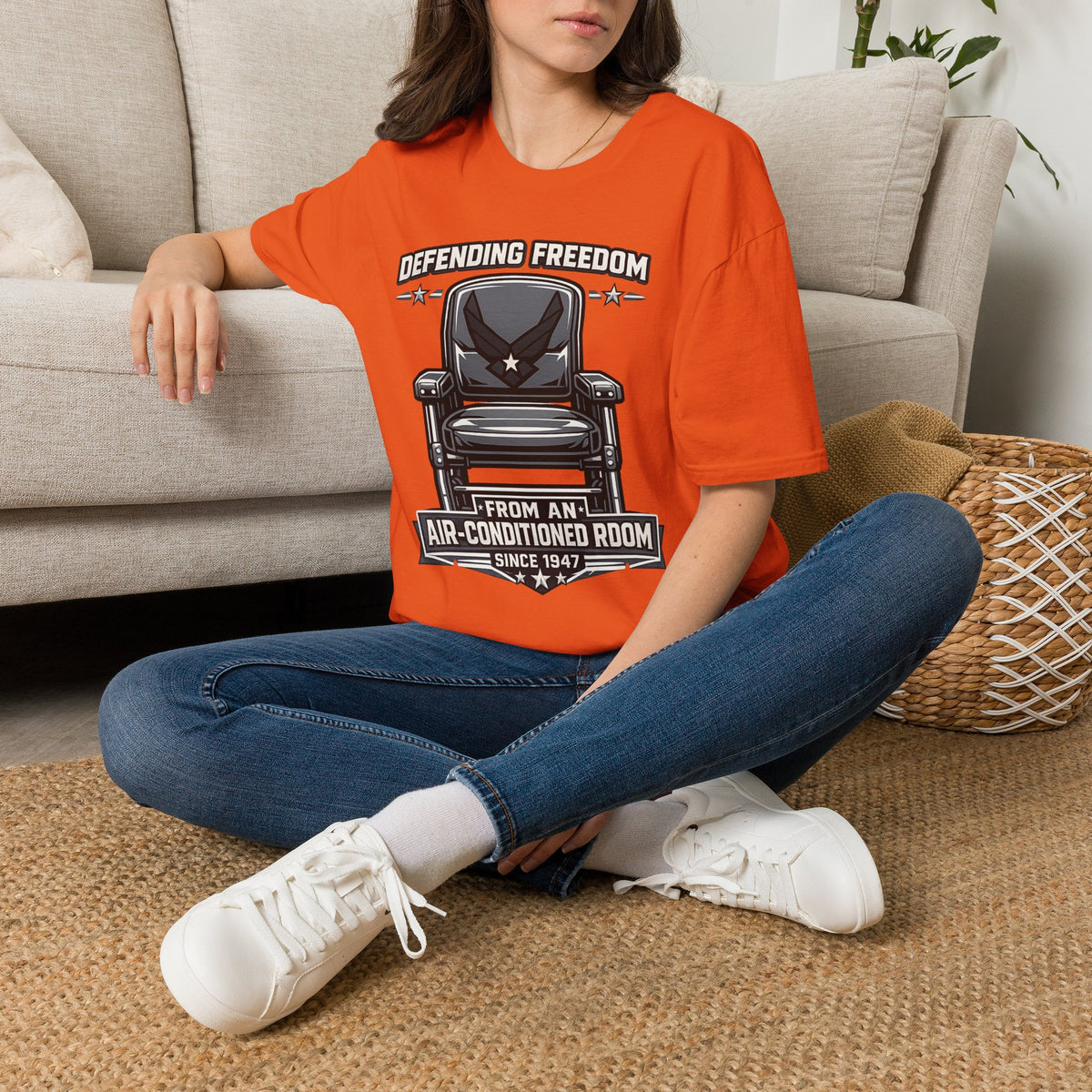 Defending Freedom Chair Force Veteran T-Shirt — "Defending Freedom from an Air-Conditioned Room"