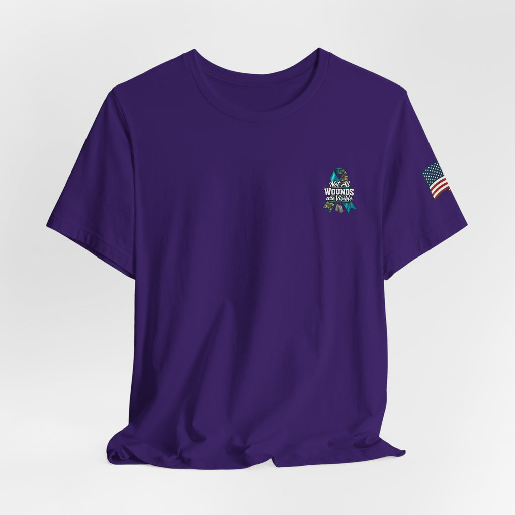Military PTSD Awareness Tee – Support Veterans Ribbon Graphic Shirt